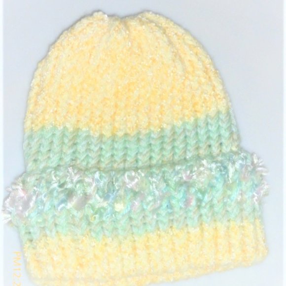 Mint Green Wool Handknitted Hat Vintage Handknitted hat Vintage Tuque - Picture 1 of 2